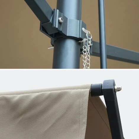 ALICE'S GARDEN Store Double Pente - Penne 4x3m Taupe - Système Manuel à Manivelle. Auvent Sur Pieds. Store De Terrasse Largeur 395cm. Toile Polyester Enduite 280g. - Taupe 5 ALICE'S GARDEN Store Double Pente - Penne 4x3m Taupe - Système Manuel à Manivelle. Auvent Sur Pieds. Store De Terrasse Largeur 395cm. Toile Polyester Enduite 280g. - Taupe - Image 3