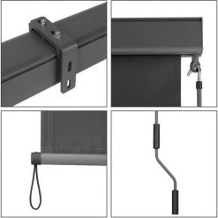 BAMNY Store Vertical Balcon Store Roulant Extérieur En Métal Et Polyester Avec Manivelle Et Cassette D'Auvent Pare-Soleil, Pare-Vue, Protection Du Vent Pour Balcon, Terrasse, Patio 1,4 X 2,5 M, Gris -Tente de réception Soldes 42685097 3