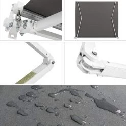 BAMNY Store Banne , Store Rétractable Avec Manivelle, Manivelle, Protection Solaire, Anti-UV Et Imperméable, En Métal Et Polyester, Pour Cour, Balcon, Restaurant, Café 250 X 200cm, Gris -Tente de réception Soldes 42685202 3