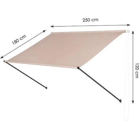 Gizcam Store Banne Manuel,Auvent Balcon Résistant Aux UV Et Aux Intempéries,Auvent Rétractable Manuel,Hauteur Et Inclinaison Réglable,Protection Solaire Et Pluie,pour Jardin Rerrasse,Kaki,250x120cm 4 Gizcam Store Banne Manuel,Auvent Balcon Résistant Aux UV Et Aux Intempéries,Auvent Rétractable Manuel,Hauteur Et Inclinaison Réglable,Protection Solaire Et Pluie,pour Jardin Rerrasse,Kaki,250x120cm – Image 2