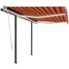 ASUPERMALL Auvent Manuel Retractable Avec LED 3x2,5 M Orange Et Marron -Tente de réception Soldes 42797328 1