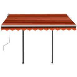 ASUPERMALL Auvent Manuel Retractable Avec LED 3x2,5 M Orange Et Marron -Tente de réception Soldes 42797328 4