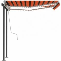 ASUPERMALL Auvent Manuel Retractable Avec LED 3x2,5 M Orange Et Marron -Tente de réception Soldes 42797328 5