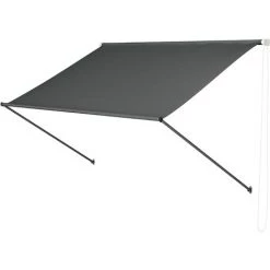 BAMNY Store Banne Manuel,Auvent Balcon Résistant Aux UV Et Aux Intempéries,Auvent Rétractable Manuel,Hauteur Et Inclinaison Réglable,Protection Solaire Et Pluie,pour Jardin Rerrasse,200x120cm,Gris