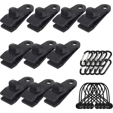 SUPERMARKET Lot De 10 Clips De Bâche Support De Bâche Pour Extérieur Avec Attache En Toile Et Cordon élastique + Mousqueton En Forme De D Pour Bâches, Auvents, Camping, Caravane, Couvertures De Voiture,Superma 3 SUPERMARKET Lot De 10 Clips De Bâche Support De Bâche Pour Extérieur Avec Attache En Toile Et Cordon élastique + Mousqueton En Forme De D Pour Bâches, Auvents, Camping, Caravane, Couvertures De Voiture,Superma