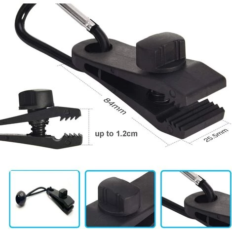 SUPERMARKET Lot De 10 Clips De Bâche Support De Bâche Pour Extérieur Avec Attache En Toile Et Cordon élastique + Mousqueton En Forme De D Pour Bâches, Auvents, Camping, Caravane, Couvertures De Voiture,Superma 4 SUPERMARKET Lot De 10 Clips De Bâche Support De Bâche Pour Extérieur Avec Attache En Toile Et Cordon élastique + Mousqueton En Forme De D Pour Bâches, Auvents, Camping, Caravane, Couvertures De Voiture,Superma - Image 2