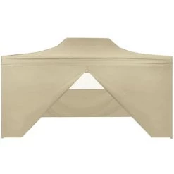 VidaXL Tente Pliable Avec 4 Parois Latéraux 3 X 4,5 M Blanc Crème - Blanc -Tente de réception Soldes 4483349 3