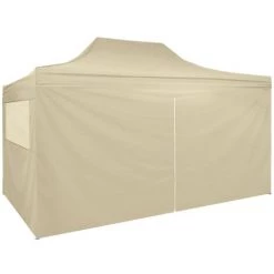 VidaXL Tente Pliable Avec 4 Parois Latéraux 3 X 4,5 M Blanc Crème - Blanc -Tente de réception Soldes 4483349 4