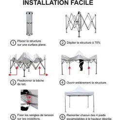 GREADEN Tente Pliante 3x3m ECO Tube 25mm En Acier Bâche 220g/m² ENDUIT PVC 100% ÉTANCHE Pavillon Jardin Tonnelle Réception Sac De Transport -Tente de réception Soldes 4512742 5