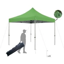 GREADEN Tente Pliante 3x3m PREMIUM LIGHT Tube 32mm En Acier Bâche 220g/m² ENDUIT PVC 100% ÉTANCHE Pavillon Jardin Tonnelle Réception,Sac De Transport - Vert -Tente de réception Soldes 4512747 2