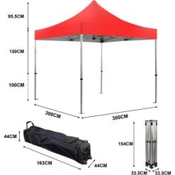 GREADEN Tente Pliante Barnum 3x3m 50mm En Aluminium Premium PRO 520G/m2 étanche Tente De Réception Qualité + Sac De Transport - Rouge 10 GREADEN Tente Pliante Barnum 3x3m 50mm En Aluminium Premium PRO 520G/m2 étanche Tente De Réception Qualité + Sac De Transport - Rouge -Tente de réception Soldes 4512766 4