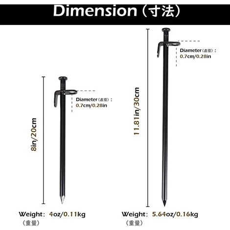 TANABATA Piquets De Tente En Acier 20 Cm 30 Cm Piquets De Fixation Solides Sardines Sol Dur Avec Pochette De Rangement Pour Camping Bâche Plage 4 TANABATA Piquets De Tente En Acier 20 Cm 30 Cm Piquets De Fixation Solides Sardines Sol Dur Avec Pochette De Rangement Pour Camping Bâche Plage - Image 2