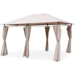 ALICE'S GARDEN Tonnelle 3 X 4 M - Divio - Toile Beige - Pergola Avec Rideaux. Tente De Jardin. Barnum. Chapiteau. Réception - Beige