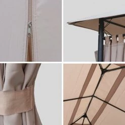 ALICE'S GARDEN Tonnelle 3 X 4 M - Divio - Toile Beige - Pergola Avec Rideaux. Tente De Jardin. Barnum. Chapiteau. Réception - Beige -Tente de réception Soldes 45944092 4