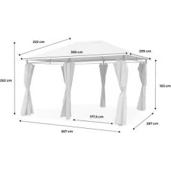 ALICE'S GARDEN Tonnelle 3 X 4 M - Divio - Toile Beige - Pergola Avec Rideaux. Tente De Jardin. Barnum. Chapiteau. Réception - Beige -Tente de réception Soldes 45944092 5