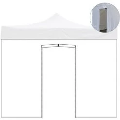 EVERGREEN Cache Latéral Pour Gazebo Avec Porte Blanc étanche Pour Gazebo Refermable 300x300 Cm