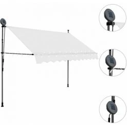 Hommoo Auvent Manuel Retractable Avec LED 300 Cm Creme -Tente de réception Soldes 46555757 3