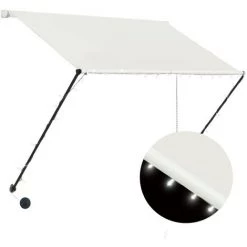 Hommoo Auvent Retractable Avec LED 100x150 Cm Creme -Tente de réception Soldes 46555880 2