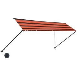 Hommoo Auvent Retractable Avec LED 400x150 Cm Orange Et Marron 9 Hommoo Auvent Retractable Avec LED 400x150 Cm Orange Et Marron -Tente de réception Soldes 46555882 3