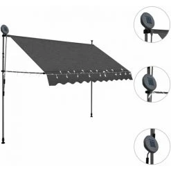 Hommoo Auvent Manuel Retractable Avec LED 250 Cm Anthracite -Tente de réception Soldes 46561136 3