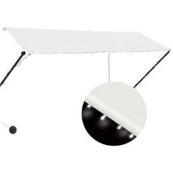 Hommoo Auvent Retractable Avec LED 300x150 Cm Creme 8 Hommoo Auvent Retractable Avec LED 300x150 Cm Creme -Tente de réception Soldes 46564056 2