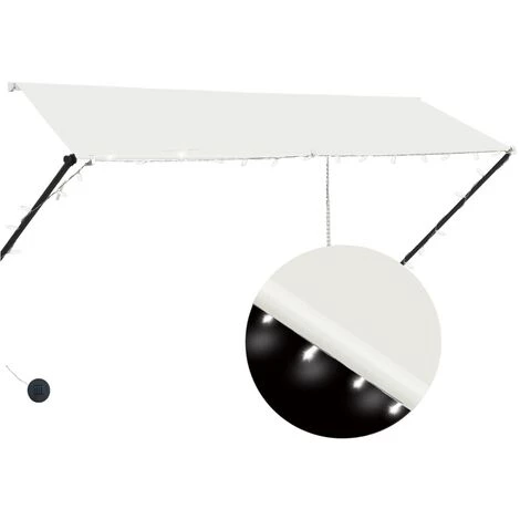 Hommoo Auvent Retractable Avec LED 300x150 Cm Creme 4 Hommoo Auvent Retractable Avec LED 300x150 Cm Creme - Image 2