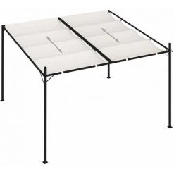 ASUPERMALL Belvedere Avec Toit Retractable 300x300x233 Cm Creme -Tente de réception Soldes 46890818 4