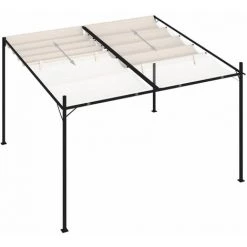 ASUPERMALL Belvedere Avec Toit Retractable 300x300x233 Cm Creme -Tente de réception Soldes 46890818 5