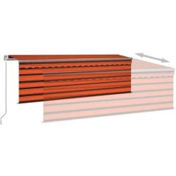 ASUPERMALL Auvent Manuel Retractable Avec LED 4,5x3 M Orange Et Marron -Tente de réception Soldes 46891056 4