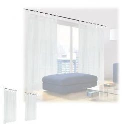 RELAXDAYS 4x Rideaux Voilage Blanc, Semi-transparents, Pour Salon Et Chambre, HxL : 175x140 Cm, Avec Boucles, Blanc