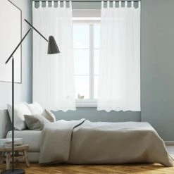 RELAXDAYS 4x Rideaux Voilage Blanc, Semi-transparents, Pour Salon Et Chambre, HxL : 175x140 Cm, Avec Boucles, Blanc -Tente de réception Soldes 47385040 3