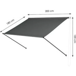 Homfa Store Banne Manuel Rétractable 200x120cm Inclinaison Réglable Installation Rapide Gris -Tente de réception Soldes 48149220 2