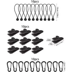 VERSAILLESFR Clips De Bâche, 30 Pièces Clips De Tente De Bouche De Crocodile Clips De Bâche Avec Serrure Serrée Vis De Serrage élastique Boules Bâche Tente Corde élastique Avec Mousqueton, Versailles -Tente de réception Soldes 48354369 5