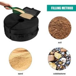 ELLE Sac De Poids De Parasols, Sac De Poids Amovible, Base Sacs Sable De Tissu Oxford, Patio Umbrella Base, Sac De Lestage Sable Pour Extérieur, Sac De Poid De Base Pour Parasol Tente Jardin Patio -Tente de réception Soldes 48461113 5