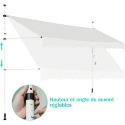 GOPLUS Store Banne Manuel Rétractable En Aluminium,Auvent Banne De Balcon Rétractable Avec Tissu Oxford,Hauteur Réglable 2-3M,Protection Solaire Et Pluie Pour Jardin (2,5X1,2M, Beige) 10 GOPLUS Store Banne Manuel Rétractable En Aluminium,Auvent Banne De Balcon Rétractable Avec Tissu Oxford,Hauteur Réglable 2-3M,Protection Solaire Et Pluie Pour Jardin (2,5X1,2M, Beige) -Tente de réception Soldes 48930915 4