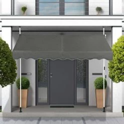 GOPLUS Store Banne Manuel Rétractable En Aluminium,Auvent Banne De Balcon Rétractable Avec Tissu Oxford,Hauteur Réglable 2-3M,Protection Solaire Et Pluie Pour Jardin (2,5X1,2M, Gris) 11 GOPLUS Store Banne Manuel Rétractable En Aluminium,Auvent Banne De Balcon Rétractable Avec Tissu Oxford,Hauteur Réglable 2-3M,Protection Solaire Et Pluie Pour Jardin (2,5X1,2M, Gris) -Tente de réception Soldes 48931131 5