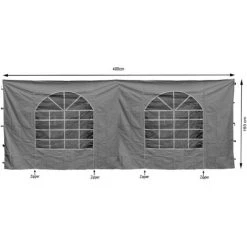 Quick-Star 2 Panneaux Latéraux Avec Fenêtre PE 300x195cm / 400x193cm Gris Pour Gazebo Sahara 3x4m -Tente de réception Soldes 49240243 2