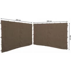 Quick-Star 2 Seitenteile Mit RV 250x192cm 350x192cm Für Pavillon Nizza 3x3m Seitenwand Taupe RAL 7006