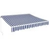 PEDY Auvent Rétractable, Auvent à Bras Repliable Avec Manivelle, Protection Solaire, Anti-UV Et Étanche, En Métal Et Polyester, Pour Cour, Balcon, Restaurant, Café (300 X 250 Cm, Bleu-Blanc) -Tente de réception Soldes 49637068 1