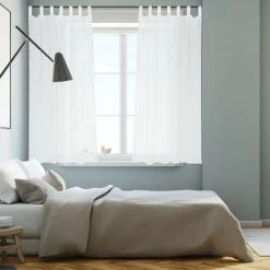 RELAXDAYS 8x Rideaux Voilage Blanc, Semi-transparents, Pour Salon Et Chambre, HxL : 145x140 Cm, Avec Boucles, Blanc -Tente de réception Soldes 49704185 3