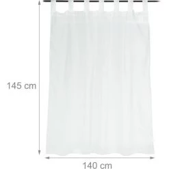 RELAXDAYS 8x Rideaux Voilage Blanc, Semi-transparents, Pour Salon Et Chambre, HxL : 145x140 Cm, Avec Boucles, Blanc -Tente de réception Soldes 49704185 5