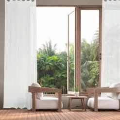 RELAXDAYS 4x Rideaux Voilage Blanc, Semi-transparents, Pour Salon Et Chambre, HxL : 225x140 Cm, Avec Boucles, Blanc -Tente de réception Soldes 49704192 3