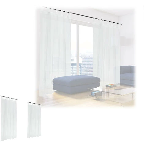 RELAXDAYS 4x Rideaux Voilage Blanc, Semi-transparents, Pour Salon Et Chambre, HxL : 245x140 Cm, Avec Boucles, Blanc 3 RELAXDAYS 4x Rideaux Voilage Blanc, Semi-transparents, Pour Salon Et Chambre, HxL : 245x140 Cm, Avec Boucles, Blanc