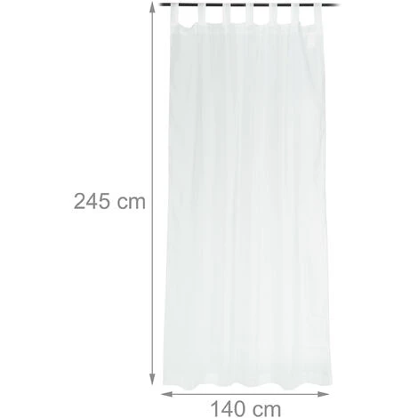 RELAXDAYS 4x Rideaux Voilage Blanc, Semi-transparents, Pour Salon Et Chambre, HxL : 245x140 Cm, Avec Boucles, Blanc 7 RELAXDAYS 4x Rideaux Voilage Blanc, Semi-transparents, Pour Salon Et Chambre, HxL : 245x140 Cm, Avec Boucles, Blanc - Image 5
