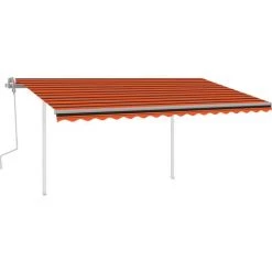 VidaXL Auvent Manuel Rétractable Avec LED 4x3 M Orange Et Marron - Orange -Tente de réception Soldes 49923595 2