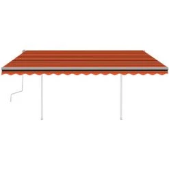 VidaXL Auvent Manuel Rétractable Avec LED 4x3 M Orange Et Marron - Orange -Tente de réception Soldes 49923595 3