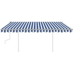 VidaXL Auvent Manuel Rétractable Avec Poteaux 4,5x3 M Bleu Et Blanc - Bleu 9 VidaXL Auvent Manuel Rétractable Avec Poteaux 4,5x3 M Bleu Et Blanc - Bleu -Tente de réception Soldes 49923610 3