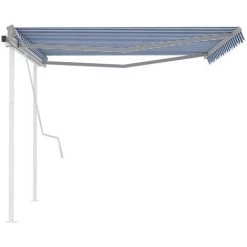 VidaXL Auvent Manuel Rétractable Avec Poteaux 4,5x3 M Bleu Et Blanc - Bleu 10 VidaXL Auvent Manuel Rétractable Avec Poteaux 4,5x3 M Bleu Et Blanc - Bleu -Tente de réception Soldes 49923610 4