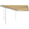 VidaXL Auvent Manuel Rétractable Avec Poteaux 4x3,5 M Jaune Et Blanc - Jaune -Tente de réception Soldes 49923637 1