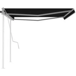VidaXL Auvent Manuel Rétractable Avec Poteaux 4,5x3,5 M Anthracite - Anthracite -Tente de réception Soldes 49923659 4